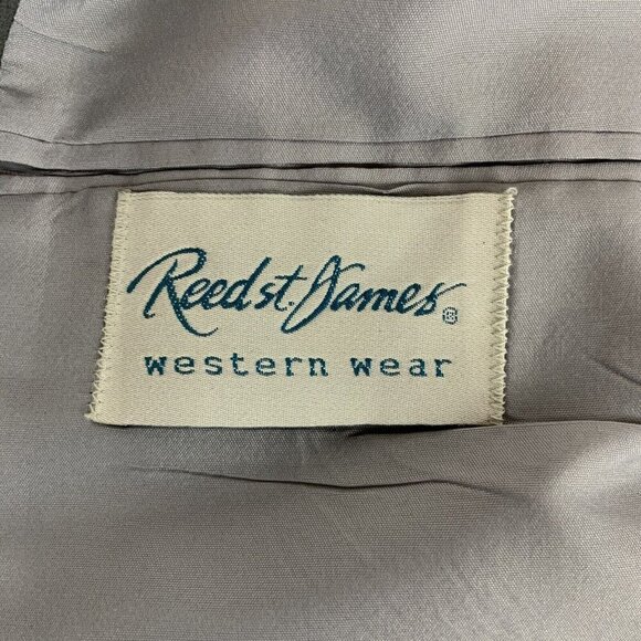 Reed St James Mens Western Gray Microsuede Blazer Jacket Size 44 Cowboy 2-Button - Picture 7 of 9